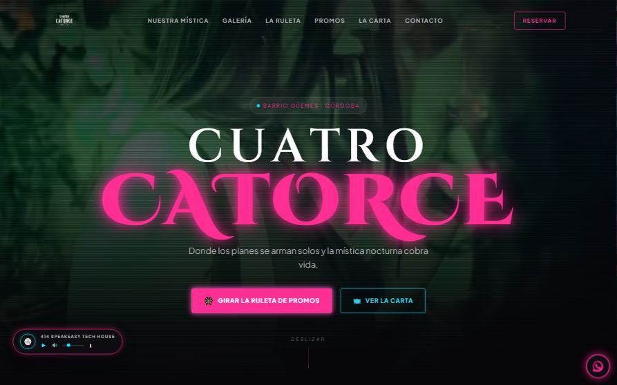 Portada del sitio de 414 Galería, bar y boliche